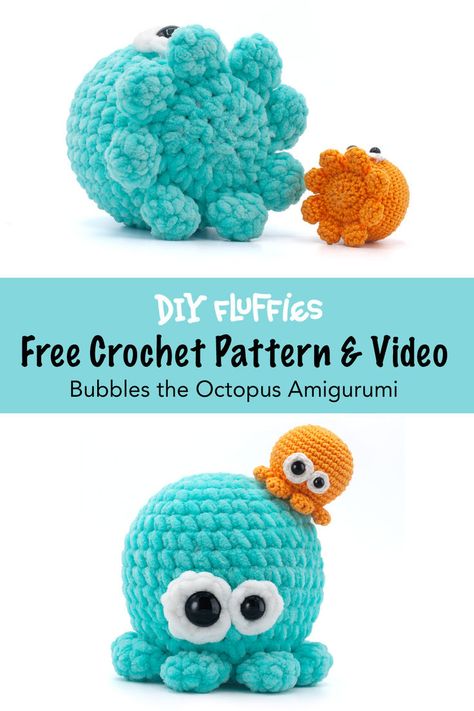 Octopus Crochet Pattern Free, Crocheted Octopus, Octopus Amigurumi, Octopus Crochet, Octopus Crochet Pattern, Knitting Patterns Free Beginner, Amigurumi Plush, Easy Crochet Animals, Cute Octopus