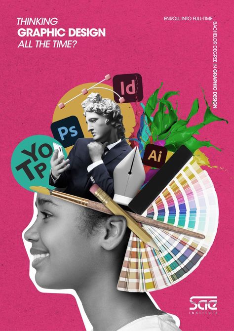 SAE - Creative Media Institute Graphic Design Save The Date Posters, Pamphlet Design, Creative Media, Photoshop Resources, Design Institute, Collage Book, Publicidad Creativa, Movie Posters Design, Collage Poster