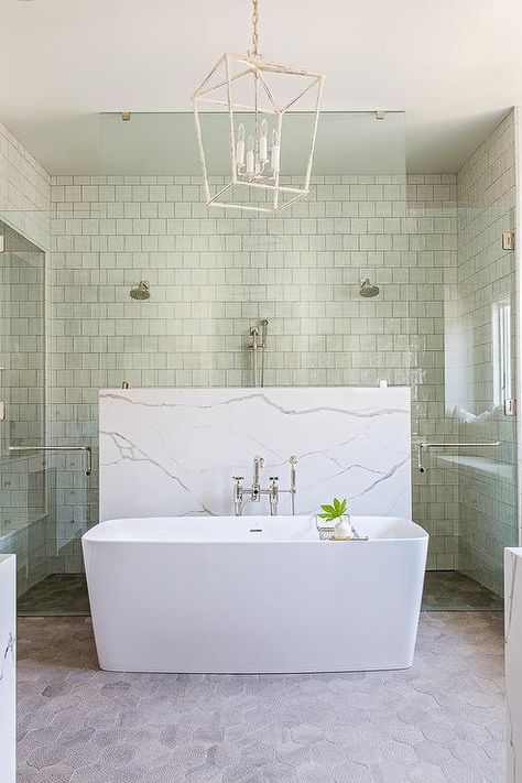 Tub In Front Of Shower Wall, Rectangular Bathtub, Statuary Marble, Wash Room, Refinish Bathtub, Stand Alone Tub, Bathtub Remodel, Marble Showers, Shower Floor Tile