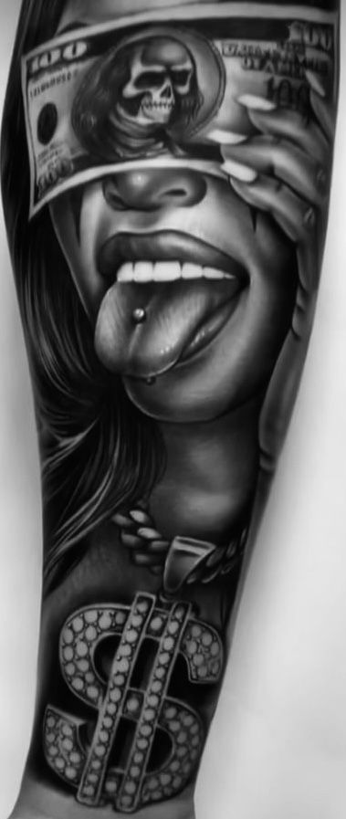 Woman Face Tattoo Design, Gangsta Tattoos For Women, Baddie Sleeve Tattoo, Thug Life Tattoo, Tattoo Full Sleeve, Tattoo Mafia, Unique Half Sleeve Tattoos, Arm Sleeve Tattoos For Women, Vegas Tattoo