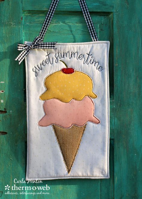 Cream Door, Sweets Cupcakes, Birthday Quilt, Summer Sewing Patterns, Fancy Ribbon, Cake Quilt, Door Hangers Diy, Summer Sewing, Sweet Summertime