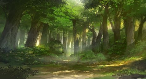 jhibli style (forest) by artcobain on DeviantArt Forest Drawing, Bg Design, Forest Scenery, Fantasy Background, Forest Background, Scenery Background, Art Landscapes, Forest Illustration, Fantasy Forest