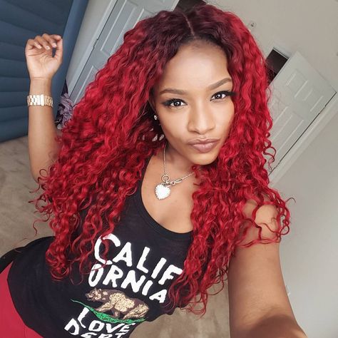 Happy FriYAY! Video coming w/ @premierlacewigs #thebrilliantbeauty #redhair #premierlacewigs Red Curls, Happy Friyay, Red Wig, Wigs Glueless, Human Hair Color, Cheap Human Hair, Deep Wave Hairstyles, Red Wigs, Long Layered Hair