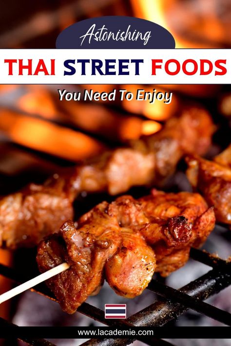 Embark on a culinary adventure with Thai street food! Indulge in the bold flavors, fresh ingredients and unique tastes that have made this cuisine famous worldwide. From stir-fried noodles to spicy salads, there's something for everyone. So come and experience the unforgettable tastes of Thai street food today! #lacademie #ThaiStreetFood #FlavorfulEats #CulinaryAdventure Thai Food Dishes, Thai Recipes Authentic, World Street Food, Thai Street Food Recipes, Khao Soi, Spicy Salad, Thai Foods, Spring Roll Recipe, Fried Noodles