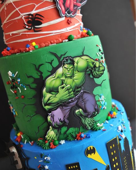 Avengers Cake 2 Tier, Tiered Birthday Cake, Heroes Party, Marvel Cake, Superhero Birthday Cake, 2 Tier Cake, Marvel And Dc, Superhero Cake, Tiered Cake