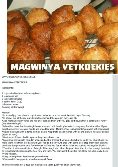 Magwinya South Africa Recipe, Vetkoek Recipe South Africa, South African Traditional Food, Sout Happies, Afrikaans Recipes, Fat Cakes Recipe, South Africa Food, Real Food Snacks, Africa Food