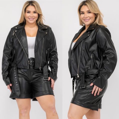 Womens black leather jacket