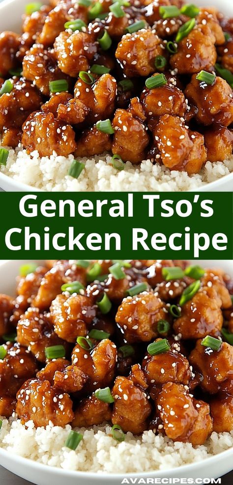 This General Tso’s Chicken recipe features tender chicken pieces coated in a flavorful sauce made with soy sauce, garlic, and ginger. Serve it over rice for a satisfying meal. Dinner Ideas For Parties, Quick Dinner Ideas For Two, Dinner Ideas Fun, General Tao Chicken, Family Dinner Ideas Healthy, Easy Dinner Ideas For Family, General Tso's Chicken Recipe, Chinese Dishes Recipes, Fun Dinner Ideas