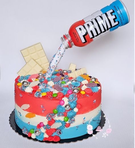 Prime taart. Prime Birthday Party, Prime Birthday Cake, Prime Cake, Crazy Birthday Cakes, Crazy Birthday, Realistic Cakes, Bday Cake, Rainbow Party, Glow Party