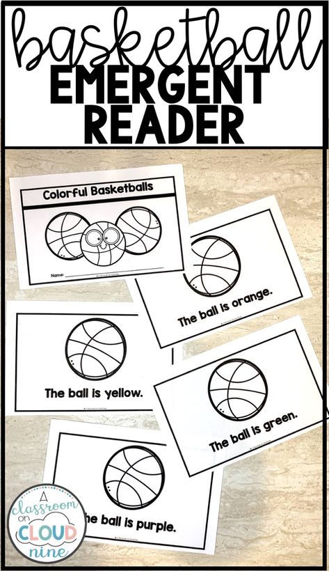 Get your Basketball Madness on this March for Kindergarten Guided Reading with this Emergent Reader. There are sight words and color words in a predictable pattern book for early readers. Great for Preschool, PreK, or Kindergarten and perfect for a basketball or sports theme. Independent reading in March or any time of year! Kindergarten Basketball, March Madness Activities, Kindergarten Guided Reading, Basketball Books, Ideas For Kindergarten, Kindergarten Special Education, Guided Reading Kindergarten, Preschool Language, March Activities