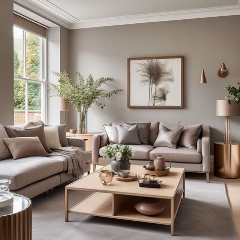 Khaki Living Room Ideas, Beige Color Combinations Living Room, Khaki Walls Living Room, Khaki Living Room, Mocha Living Room, Beige Living Room Walls, Khaki Walls, Living Room Colour Schemes, Wall Color Combination