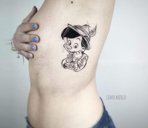 Pinocchio Tattoo Ideas, Pinocchio Tattoo, Sketch Tattoo Style, Disney Inspired Tattoos, Tattoo Espalda, Tattoo Disney, Realistic Tattoo Sleeve, Disney Tattoo, Sketch Tattoo