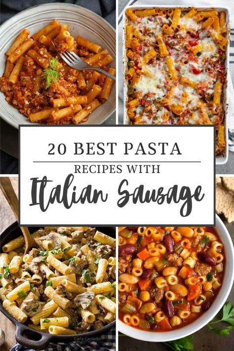 20 Best Pasta Recipes with Italian Sausage Baked Pasta With Italian Sausage, Dinner Ideas With Ground Italian Sausage, Italian Sausage Spaghetti Recipes, Strozzapreti Recipes, Recipes With Hot Italian Sausage, Pasta With Italian Sausage Recipes, Mild Italian Sausage Recipes Dinners, Italian Sausage Dinner Recipes, Pasta With Sausage Recipes