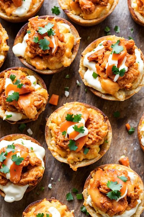 Buffalo Chicken Smashed Potato Cups Recipe

Ingredients

- 2 cups cooked and mashed potatoes
- 1 cup shredded cooked buffalo chicken
- 1/2 cup shredded cheddar cheese
- 1/4 cup ranch dressing
- 1/4 cup green onions, chopped
- 1 tablespoon hot sauce (optional)
- Salt and pepper to taste
- Olive oil for greasing the muffin tin

Full Cooking Instructions on... Buffalo Chicken Potato Skins, Chicken Buffalo Smashed Potato Cups, Smashed Potato Cups Muffin Tins, Smashed Potato Cups, Double Baked Potatoes, Potato Cups, Shredded Cheddar Cheese, Smashed Potatoes, Chicken Potatoes