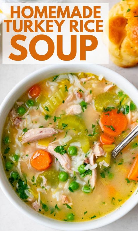 Turkey And Rice Soup, Soup Recipes Healthy Low Calories, Homemade Turkey Soup, Turkey Rice Soup, Turkey And Rice, Turkey Rice, The Best Turkey, Turkey Soup Recipe, Crockpot Recipes Beef Stew