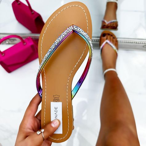 Sparkly Flip Flops, Summer Shoe, Rainbow Crystal, Shoes Fashion, Flip Flop, Summer Shoes, Flip Flop Sandals, Lemonade, Flip Flops