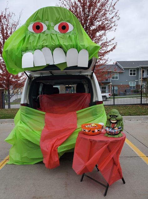 Strangers Things Trunk Or Treat, Slimer Trunk Or Treat, Goosebumps Trunk Or Treat, Ghost Buster Theme Trunk Or Treat, Ghost Busters Trunk Or Treat Theme, Ghostbuster Trunk Or Treat Ideas, Ghostbusters Trunk Or Treat Ideas, Ghost Buster Trick Or Trunk, Trunk Or Treat Ideas For Cars Ghostbusters