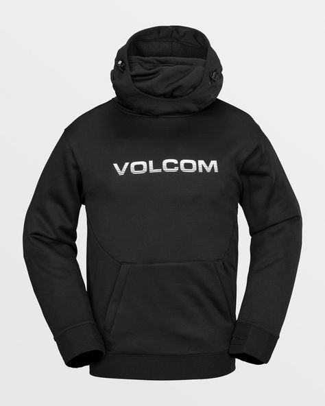 Your go-to hoodie has been revamped for the slopes with the Hydro Riding Hoodie. Made from hydrophobic fleece to keep you extra warm and protected, this baggy sweatshirt boasts zippered pockets to keep your essentials safe, a built-in neck warmer for added comfort, and a signature Volcom logo graphic at the chest.

 - 290g Hydrophobic Fleece, 100% Polyester, Baggy Fit
 - Riding Hood w/ Bungee Cinch
 - Zippered Hand Pockets
 - Thumbholes
 - Ribbed Cuffs
 - Ribbed Hem
 - Featuring Art from Volcom Mens Layering, Baggy Sweatshirt, Volcom Logo, Fashion Help, Baggy Fits, Neck Warmer, Logo Graphic, Black Hoodie, Black Noir