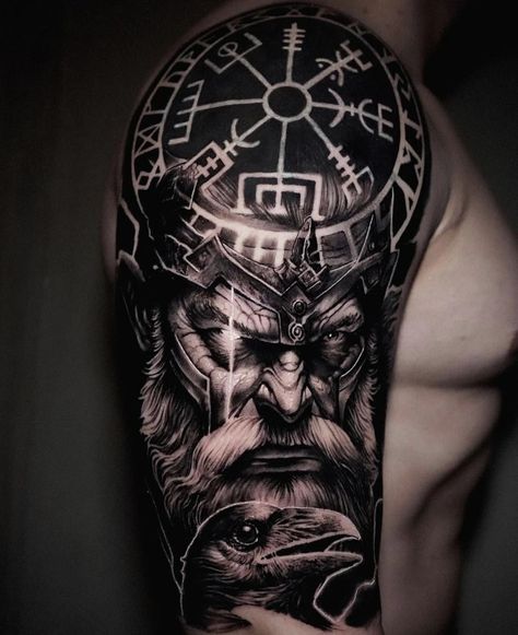 Nordic Thor Tattoo, Thor Sleeve Tattoo, Viking Leg Sleeve, Thor Tattoo Design, Thor Hammer Tattoo, Viking Tattoos For Men, Odin Tattoo, Thor Tattoo, Hammer Tattoo