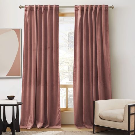 Pink Velvet Curtains, Bedroom Navy, Blue Velvet Curtains, Luxury Windows, Velvet Drapes, Pink Curtains, Soft Luxury, Curtain Ideas, Thermal Curtains