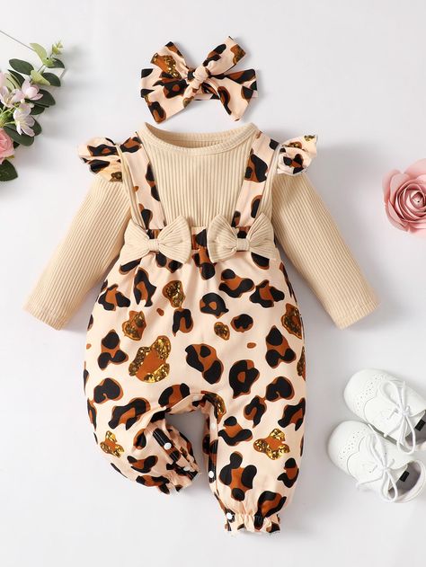 Baby Leopard, Animal Print Fashion, Baby Jumpsuit, Long Romper, Baby Outfits, Print Tee