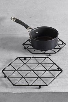 Set of 2 Geo Trivets (344100) | £10 Coffee Pod Storage, Wall Mounted Wine Rack, Cool Kitchen Gadgets, Coffee Pods, Black Kitchens, Trivets, Kitchen Items, Pots And Pans, Kitchen Stuff