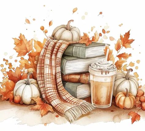 Pumpkin Watercolor, Book Clipart, Pumpkin Illustration, Pumpkin Clipart, Witch Spell Book, Witch Spell, Autumn Scenes, Autumn Crafts, Halloween Books