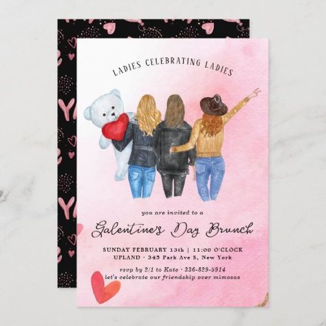 Galentine's Day Brunch Invitation for $2.80 - Valentine's Day Galentines Gifts, Feeling Left Out, Candlelit Dinner, Creative Invitations, Brunch Invitations, Our Friendship, Invitation Sizes, Lets Celebrate, Heartfelt Gifts