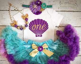 Ariel Mermaid Birthday Party, Under The Sea Birthday Outfit, First Birthday Under The Sea, Mermaid First Birthday, Mermaid Birthday Outfit, Birthday Under The Sea, Mermaid Tutu, Ariel Birthday, Mermaid Outfit