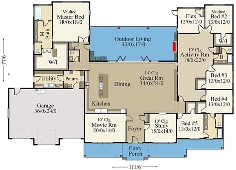 The Most Popular 6-Bedroom Barndominium Floor Plans In 2024 6 Bedroom House Plans, Barndominium Plans, Pole Barn House, Garage Floor Plans, 6 Bedroom House, Modern Barn House, Barndominium Floor Plans, Modern House Plan, Barn Style House