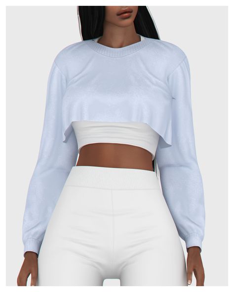 Crop Washed Sweatshirt ACC - The Sims 4 Create a Sim - CurseForge Curse Forge Sims 4, Washed Sweatshirt, Kerbal Space Program, Best Mods, Ts4 Cc, Feminine Outfit, The Sims 4, The Sims, Sims 4