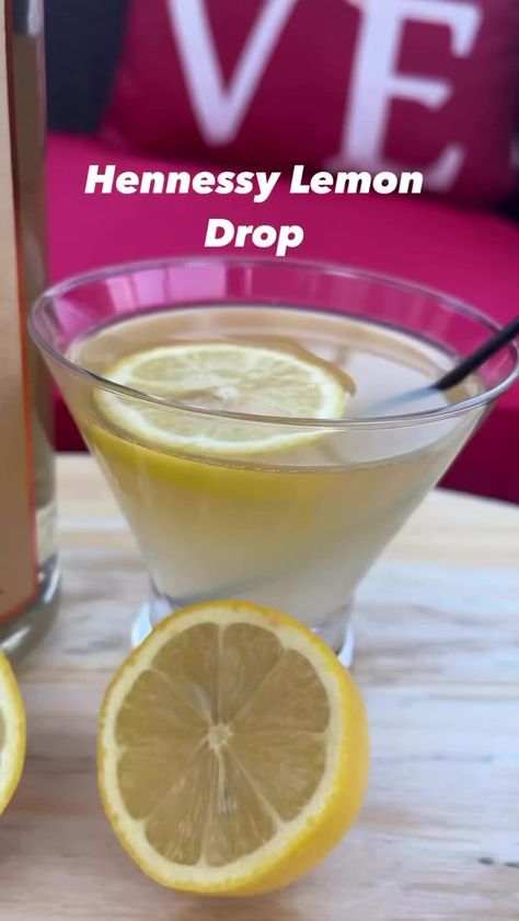 Hennessy Lemon Drop #recipes #viral #drinks | Sp Drinks | Kronicle · Cool Blue Light Strawberry Hennessy Lemon Drop, Hennessy Lemon Drop, Hennessey Drink, White Hennessy, Strawberry Hennessy, Pappadeaux Recipe, Lemon Drop Drink, Lemon Drop Recipe, Man Food