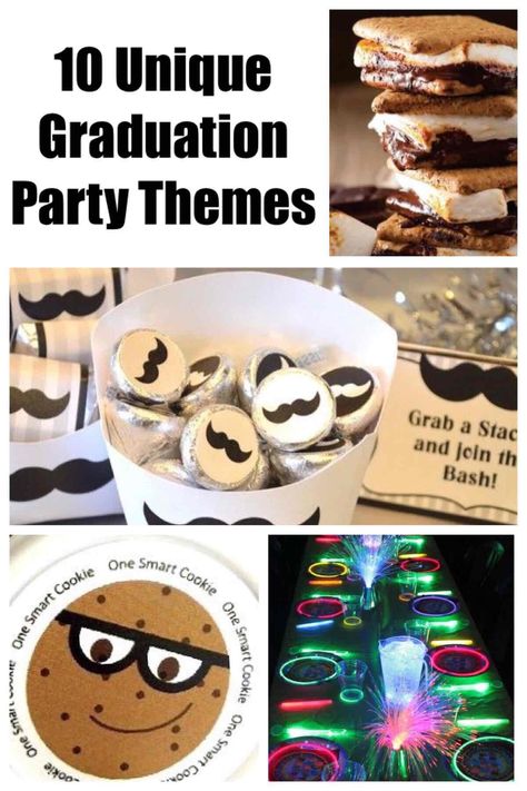 Throw a unique Graduation party that will stand out from the sea of parties your graduate and their guests will attend this year.  With these 10 unique graduation party themes, you'll throw a fun party that will have memories for years to come. Unique Graduation Party Ideas, Kiss Party, Doughnut Party, Unique Party Themes, Unique Party Ideas, Types Of Candy, Graduation Party Themes, One Smart Cookie, High School Graduation Party