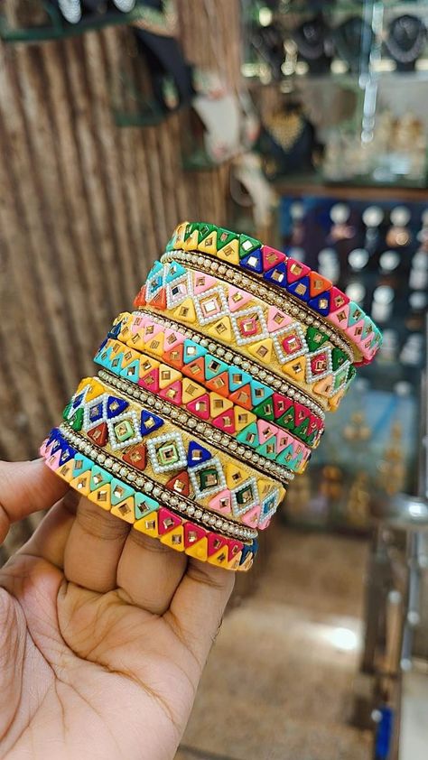 Multi Color Bangles, Rajasthani Bangles, Indian Wedding Bangles, Fabric Bangles, Wedding Bangles, Silk Bangles, Snow Flakes Diy, Thread Bangles, Bangles Indian