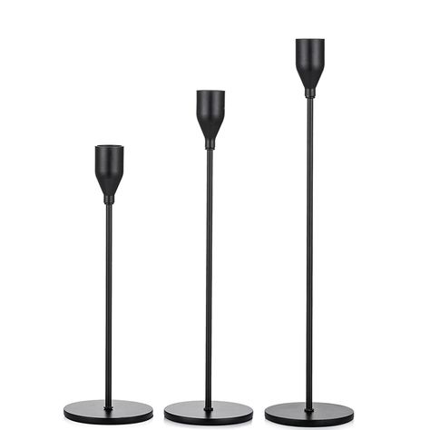 Nuptio Black Candle Holder for Taper Candles Candlestick Holders Set of 3 - Walmart.com Halloween Candle Holder, Black Candle Holder, Metal Candle Stand, Beaded Candle Holders, Black Candlesticks, White Candle Sticks, Beaded Candle, Black Candle Holders, Black Candle