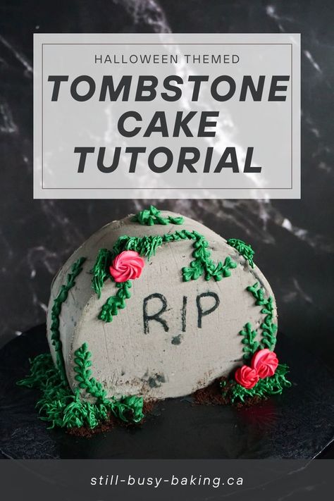 Tutorial: how to make a tombstone/gravestone themed cake for Halloween Tombstones For Halloween, Tombstone Cake, Cake For Halloween, Halloween Cake Decorating, Halloween Tombstones, Halloween Cake, Halloween Cakes, Cake Tutorial, Cake Toppings