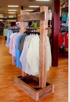 Rustic Clothing Rack, Rustic Clothing, Diy Clothes Rack, Clothing Racks, Boutique Display, Clothing Displays, Wood Rustic, Reclaimed Timber, Store Fixtures