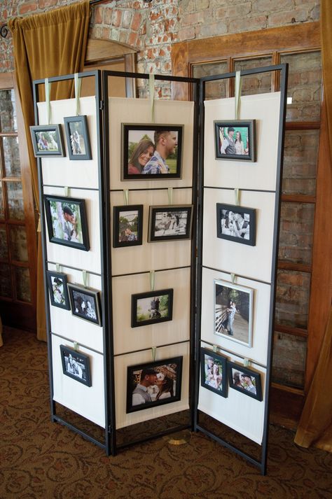 Free Standing Photo Display, Wedding Pictures Display, Room Deviders, Diy Bridal Party, Picture Displays, Wedding Photo Display, Memory Wall, Craft Booth Displays, Craft Fair Displays