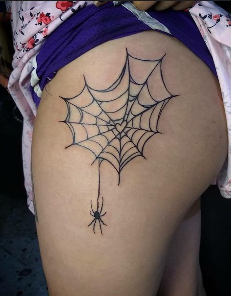 Spider Web Tattoo On Breast, Heba Core, Under Buttcheek Tattoo Women, Inner Thigh Tattoos, Armpit Tattoo, Spiderman Girl, Spider Web Tattoo, Hip Tattoos, Man Tattoo