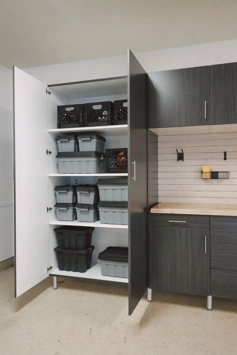 Garage Organization Makeover with The Home Depot How To Organize Garage, Garage Cabinets Organization, Organize Garage, Garage Cabinet Systems, Custom Garage Cabinets, Garage Storage Plans, Garage Goals, Garage Closet, Garage Organization Systems