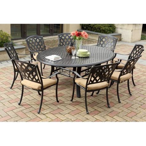 Patio Farmhouse, Round Patio, 3 Piece Dining Set, Round Dining Set, Patio Bar Set, 7 Piece Dining Set, Aluminum Patio, Mesa Exterior, Dining Sets Modern