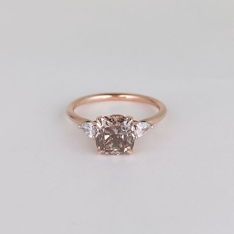 Champagne Diamond Engagement Ring, Engagement Rings Round Gold, Champagne Diamonds Engagement, Champagne Diamond Ring, Square Engagement Rings, Champagne Diamond Rings, Cushion Cut Engagement, Future Engagement Rings, Diamond Jewel