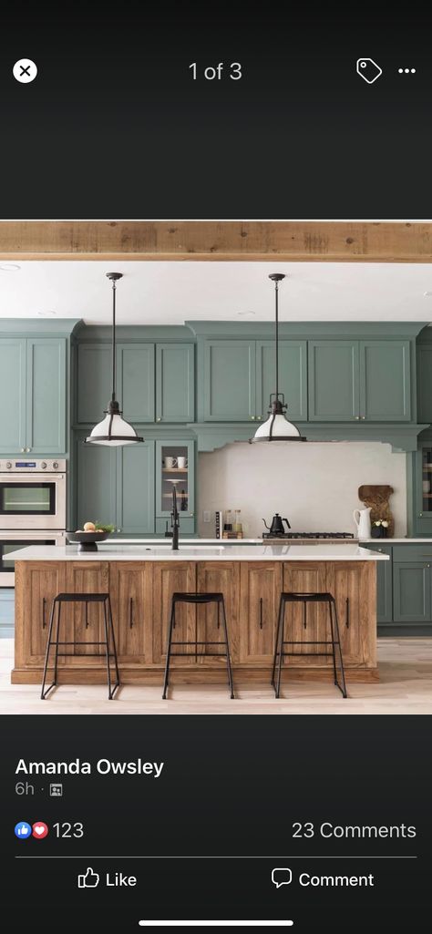 SW Studio Blue Green Sw Studio Blue Green, Blue Green Kitchen, Studio Blue Green, Wythe Blue, Navy Blue Sofa, Blue Green Paints, Blue Kitchen Cabinets, Green Kitchen Cabinets, Blue Cabinets