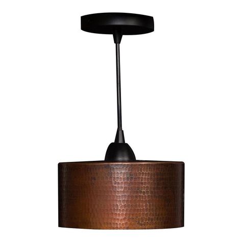 Enhance your kitchen or dining room with Hammered Copper 8" Round Cylinder Pendant Light. Crafted with masterful precision, these stunning lights feature an oil-rubbed bronze rim and adjustable cord length. Made from 99.7% pure recycled copper, they add a touch of charm and practicality to a... What Is The Point, Cylinder Pendant Light, Copper Kitchen Decor, Copper Fixture, Shade Design, Copper Pendant Lights, Copper Accents, Copper Lighting, Light Works