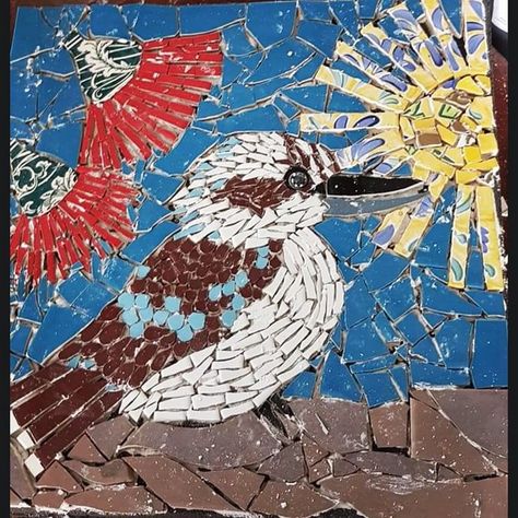 Mosaic Kookaburra, Kookaburra Mosaic, Stick Artwork, Mosaic Floors, Garden Pavers, Mosaic Garden Art, Mosaic Birds, Mosaic Ideas, Australian Native