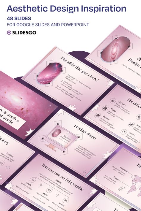 Aesthetic Design Inspiration I Google Slides & PowerPoint Presentation Template Background Aesthetic Stars, Gradient Presentation Design, Aesthetic Google Slides Ideas, Design Background Aesthetic, Aesthetic Slides Presentation, Canva Ppt Template, Google Slides Aesthetic, Slidesgo Templates, Aesthetic Stars