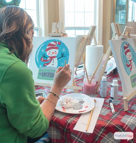 Winter Paint Party Ideas, Christmas Painting Party Ideas, Paint And Sip Christmas, Christmas Painting Party, Paint Party Ideas For Adults, Christmas Paint Party, Paint Party Ideas, Sports Viewing Party, Social Artworking