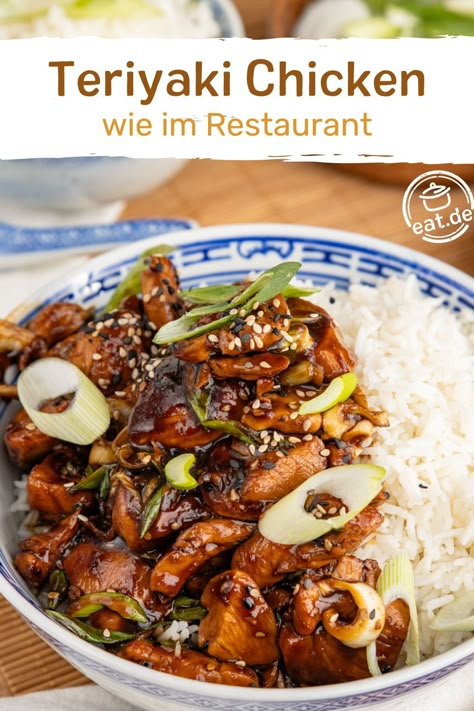 Ein beliebter japanischer Klassiker! Hähnchen mit Teriyaki-Sauce ist super einfach zubereitet und schmeckt mindestens genauso lecker wie im Restaurant😍 Erfahre in unserem Teriyaki Chicken-Rezept auf eat.de wie! Teryikie Chicken, Fat Burning Tea, Chicken Teriyaki, China Food, Kitchen Time, Broth Recipes, Cook Chicken, Teriyaki Sauce, Teriyaki Chicken