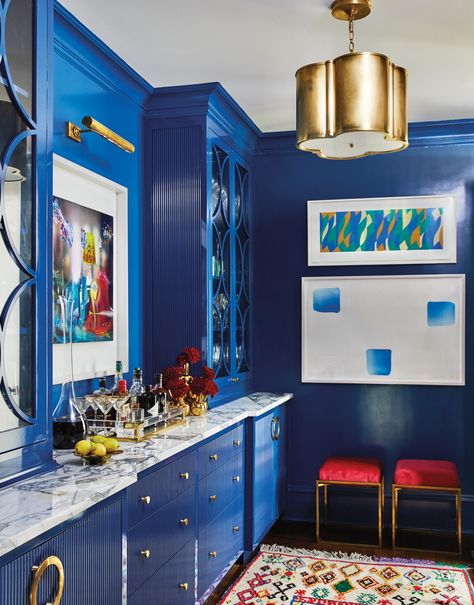 The Best Blue Colors And Paints For Statement-Making Spaces Best Dark Blue Paint Colors, Bright Blue Paint, Dark Blue Paint Color, Cobalt Blue Paint, Blue Paint Color, Austin Interior Design, Blue Painted Walls, Dark Blue Paint, Cabinet Paint Colors