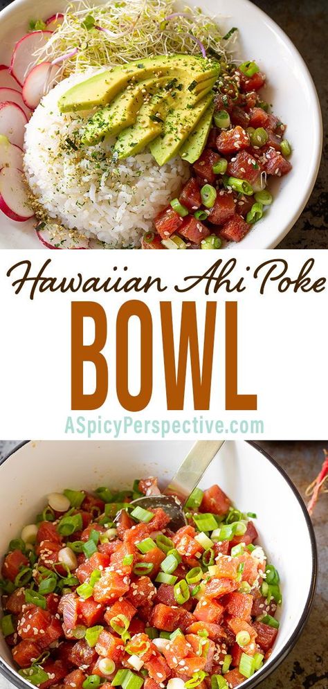 Best Poke Bowl Recipe, Hawaiian Poke Recipe, Hawaiian Rice Bowl, Spam Poke Bowl, Hawaiian Poke Sauce, Crab Poke Bowl, Sushi Poke Bowl, Poke Bowl Recipe Crab, Hawaiian Tuna Poke Marinade